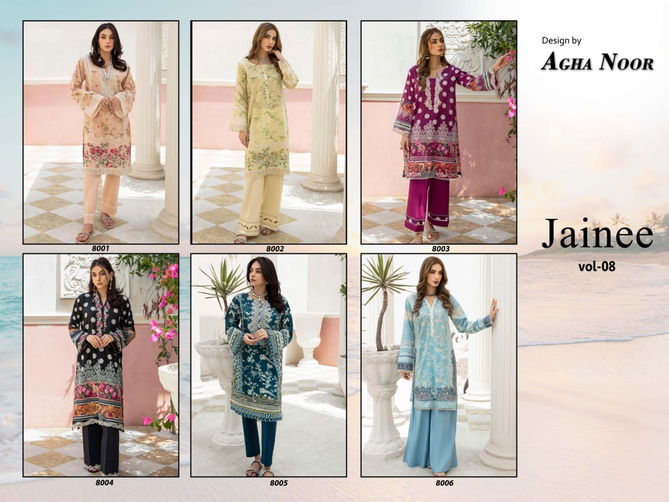 Agha Noor Jainee Vol 8 Lawn Cotton Pakistani Dress Material Wholesale Online
